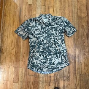 Smyth Men's Shirt Size L Floral Tropical Leaf Button Down Short Sleeve Summer